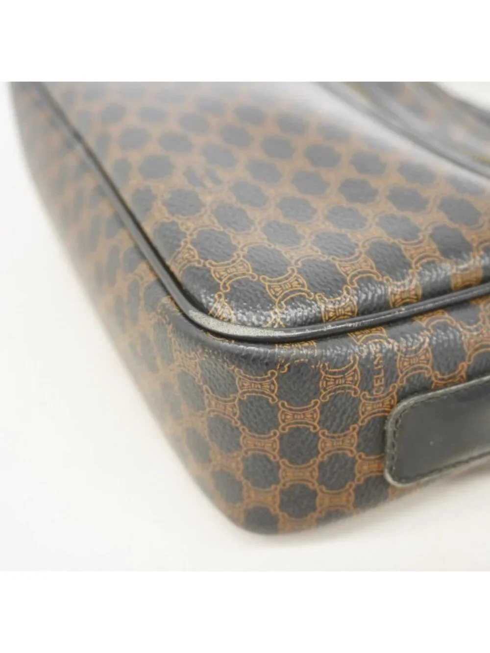 Celine Shoulder Bag Macadam Black Brown Gold